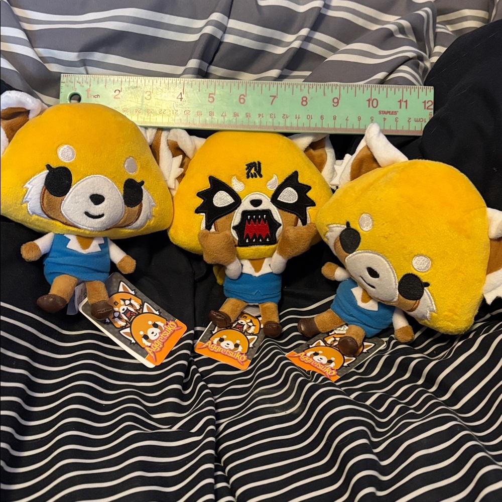 NWT Aggretsuko Plush Toy - Yellow Red Panda Plush (Set of 3)